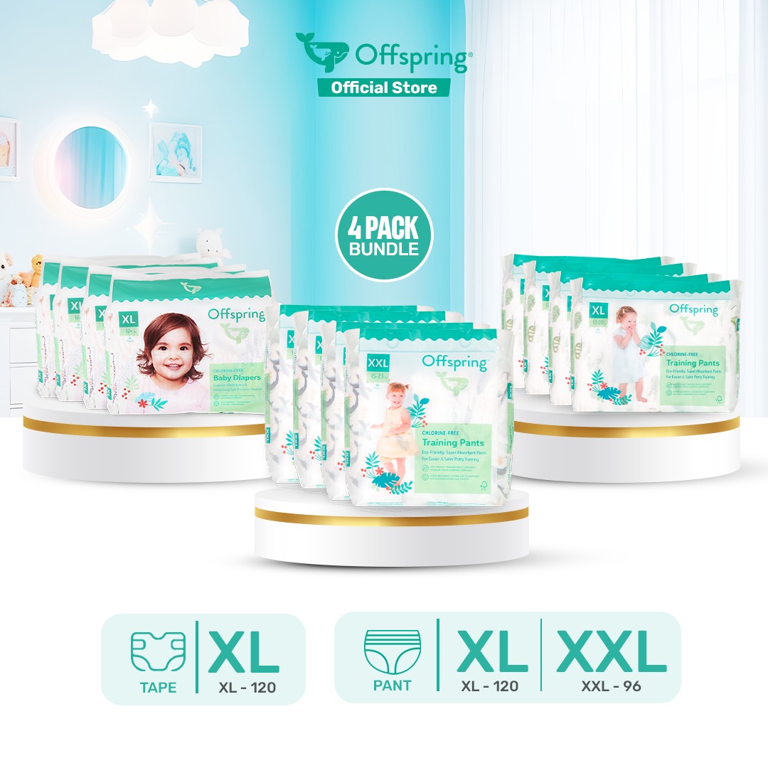 Offspring 4 Pack Popok Bayi Diaper SAP Bebas Klorin